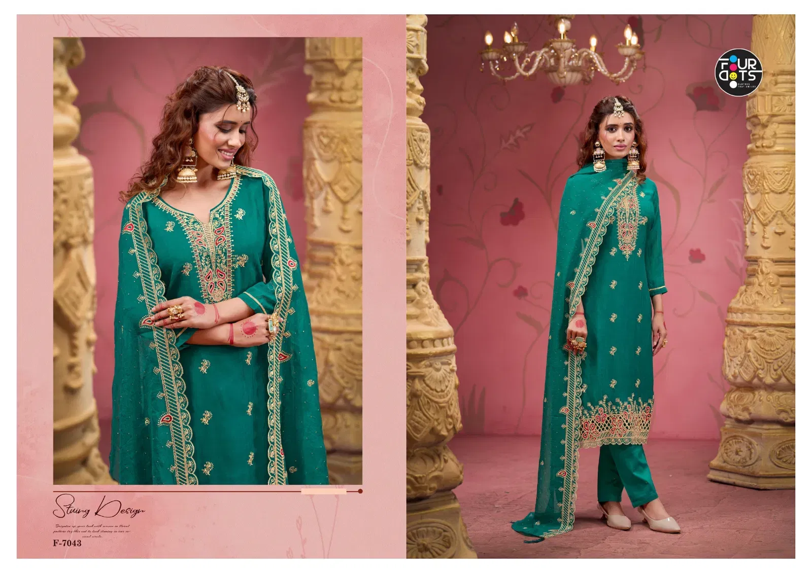 Stylish Four Dots Selah Glass Organza Crush Work Designer Dress Material Wholesale 2026