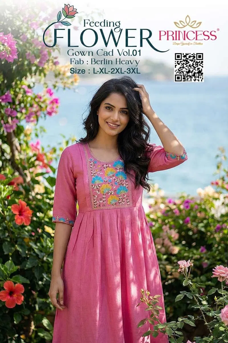 Princess Feeding Flower Barline Kurti Collection Wholesale