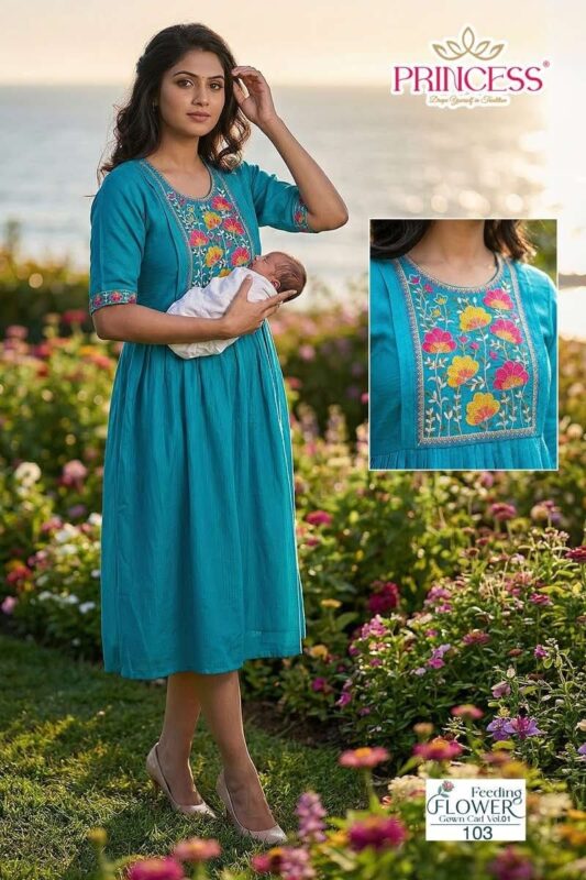 Latest Princess Feeding Flower Barline Kurti Collection Wholesale 2026