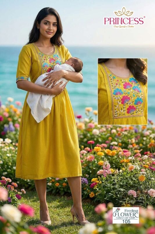 Latest Princess Feeding Flower Barline Kurti Collection Wholesale 2026