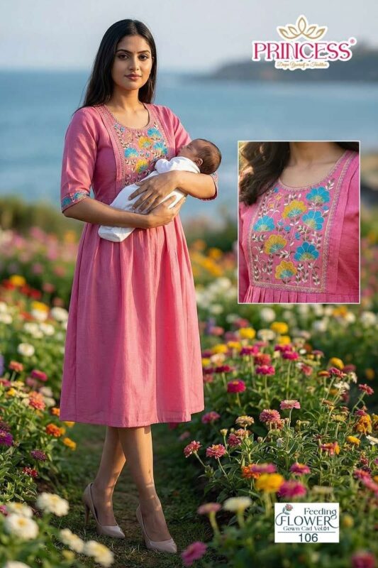 Latest Princess Feeding Flower Barline Kurti Collection Wholesale 2026