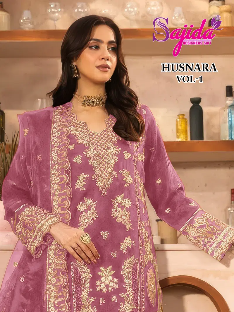 Sajida Husnara Vol 1 Dolla Silk With Embroidered Pakistani Salwar Kameez Wholesale