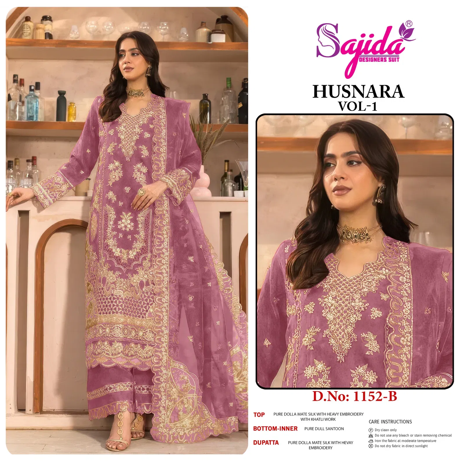 Buy Sajida Husnara Vol 1 Dolla Silk With Embroidered Pakistani Salwar Kameez Wholesale 2026