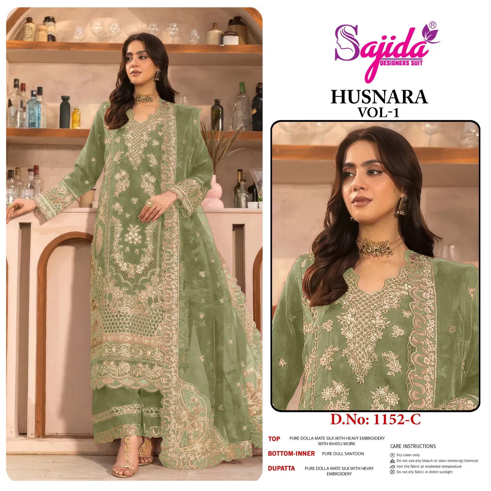 Buy Sajida Husnara Vol 1 Dolla Silk With Embroidered Pakistani Salwar Kameez Wholesale 2026