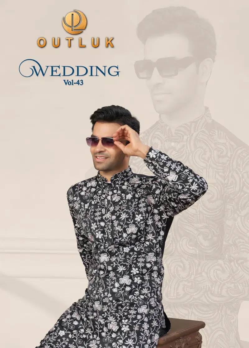 Outluk Wedding Vol 43 Silk Embroidery Work Kurta And Pajama Collection Wholesale
