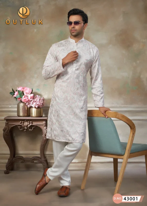 Stylish Outluk Wedding Vol 43 Silk Embroidery Work Kurta And Pajama Collection Wholesale 2026