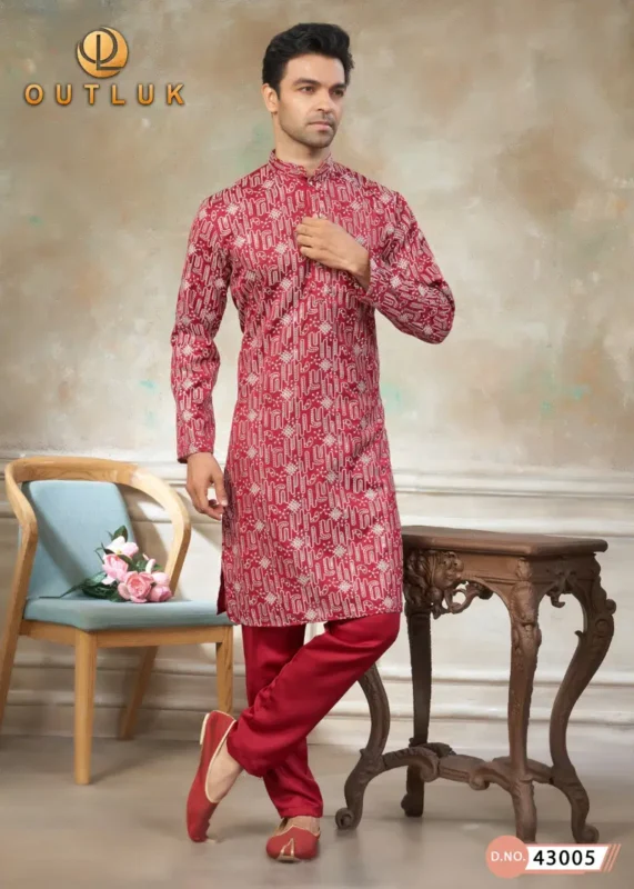 Stylish Outluk Wedding Vol 43 Silk Embroidery Work Kurta And Pajama Collection Wholesale 2026