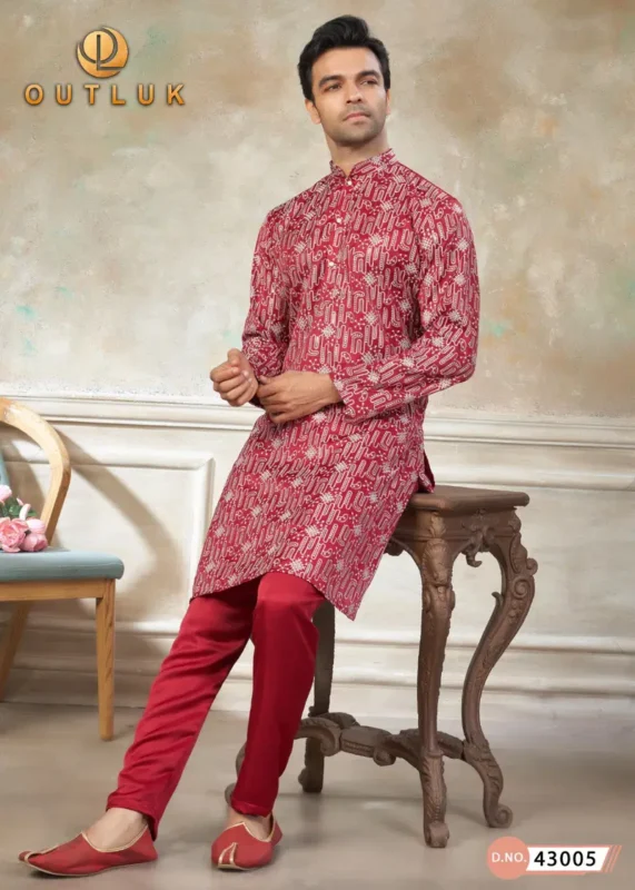 Stylish Outluk Wedding Vol 43 Silk Embroidery Work Kurta And Pajama Collection Wholesale 2026