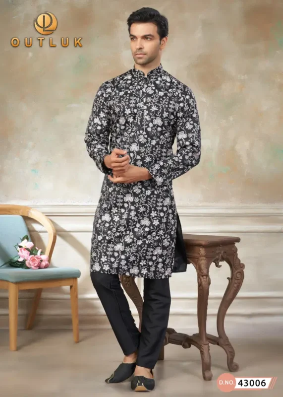 Stylish Outluk Wedding Vol 43 Silk Embroidery Work Kurta And Pajama Collection Wholesale 2026