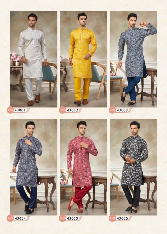 Stylish Outluk Wedding Vol 43 Silk Embroidery Work Kurta And Pajama Collection Wholesale 2026