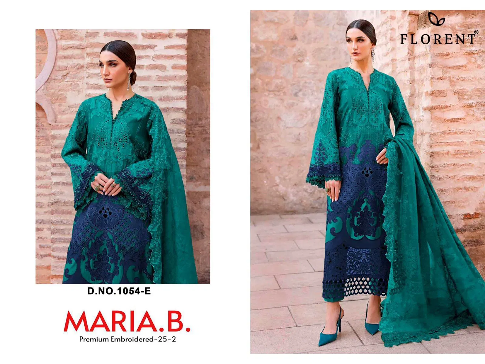 Latest Florent Maria B 1054 E to G Chiffon Dupatta Embroidered Pakistani Salwar Suits Collection Wholesale 2026
