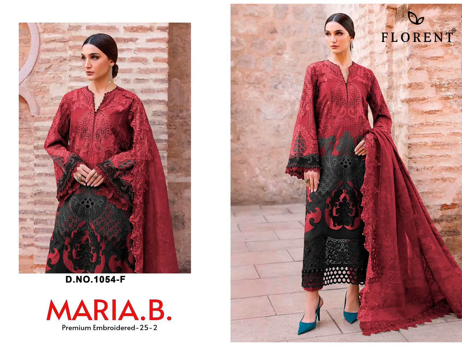 Latest Florent Maria B 1054 E to G Chiffon Dupatta Embroidered Pakistani Salwar Suits Collection Wholesale 2026