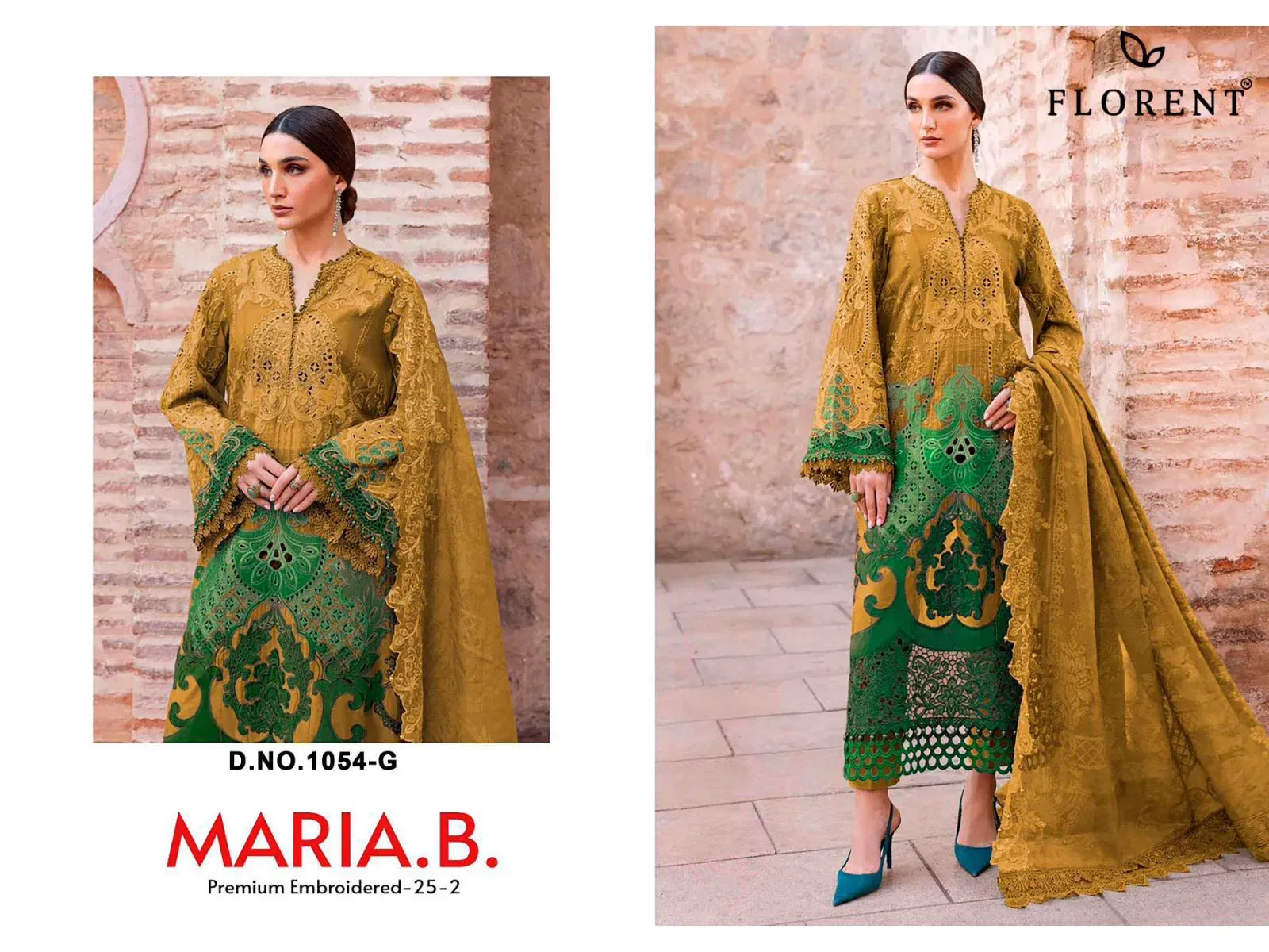 Latest Florent Maria B 1054 E to G Chiffon Dupatta Embroidered Pakistani Salwar Suits Collection Wholesale 2026