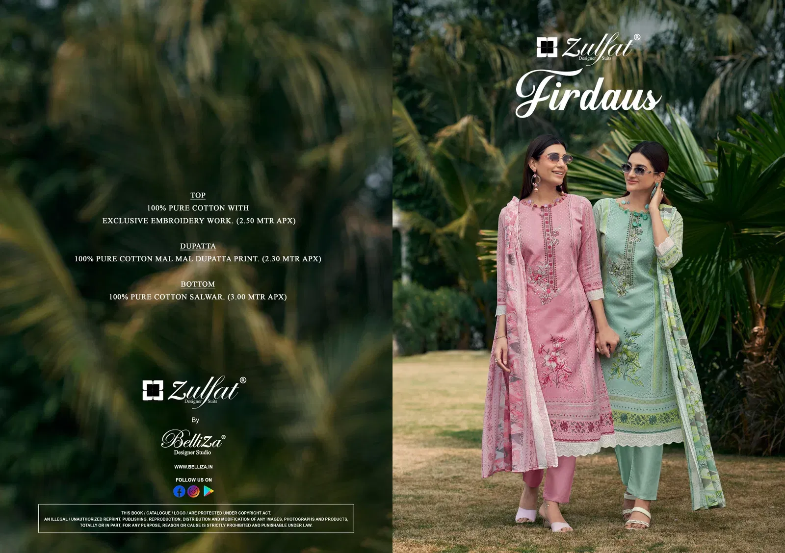 Beautiful Zulfat Firdaus Vol 2 Cotton Embroidery Dress Material Collection Wholesale 2026