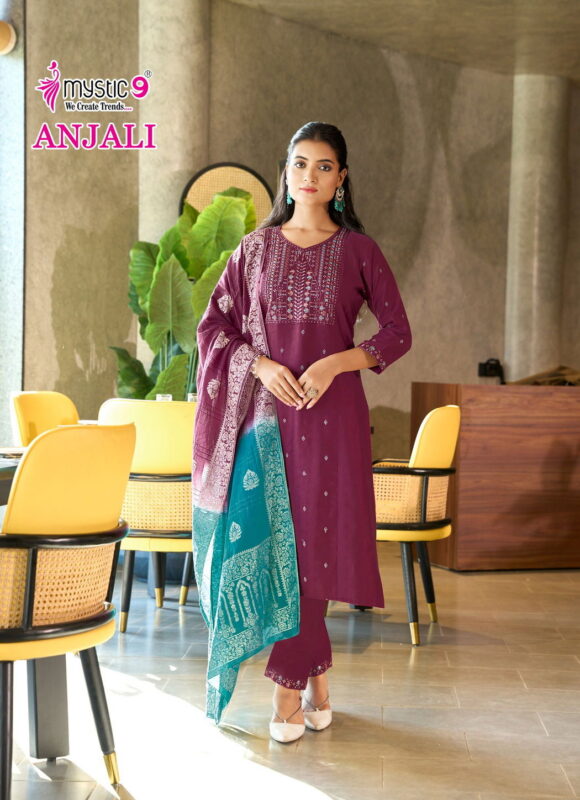 Buy Mystic 9 Anjali vol 1 Premium Gadhval Dobby Top With Bottom And Dupatta Collection Wholesale 2026