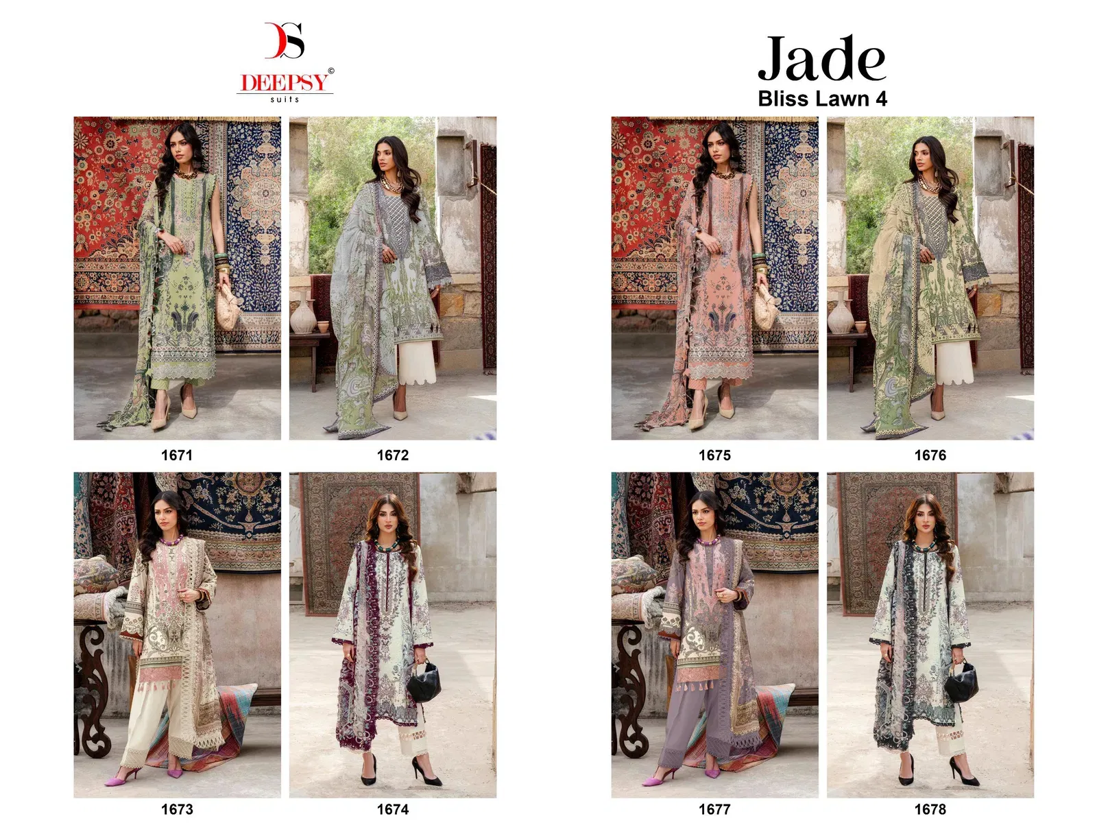 Buy Deepsy Jade Bliss Lawn 25 Vol 4 Chiffon Dupatta Cotton Pakistani Suits Wholesale 2026