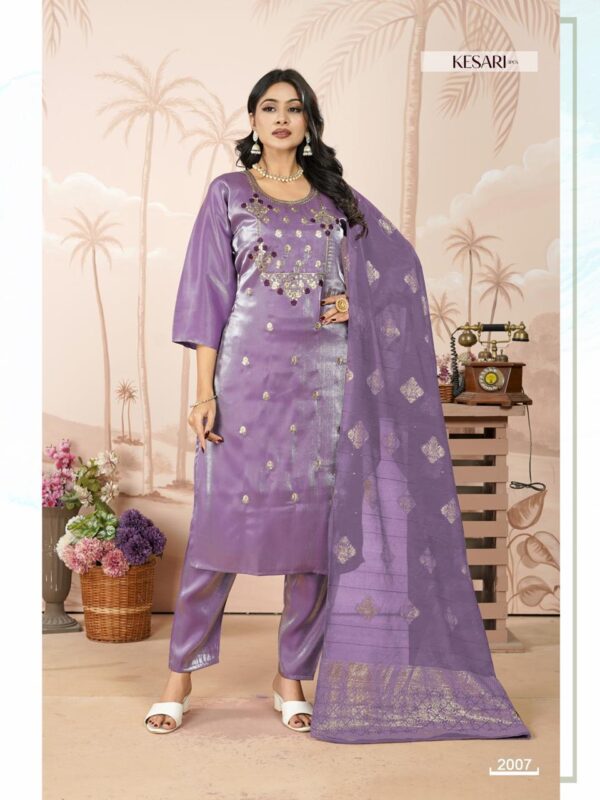 Latest Dnp Kesari Heavy Glass Roman With Lining Top With Bottom And Dupatta Collection Wholesale 2026