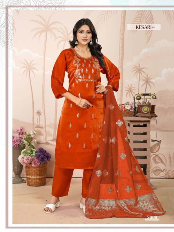 Latest Dnp Kesari Heavy Glass Roman With Lining Top With Bottom And Dupatta Collection Wholesale 2026