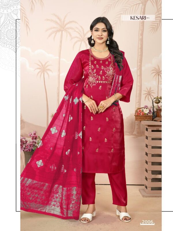 Latest Dnp Kesari Heavy Glass Roman With Lining Top With Bottom And Dupatta Collection Wholesale 2026