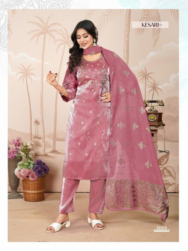 Latest Dnp Kesari Heavy Glass Roman With Lining Top With Bottom And Dupatta Collection Wholesale 2026