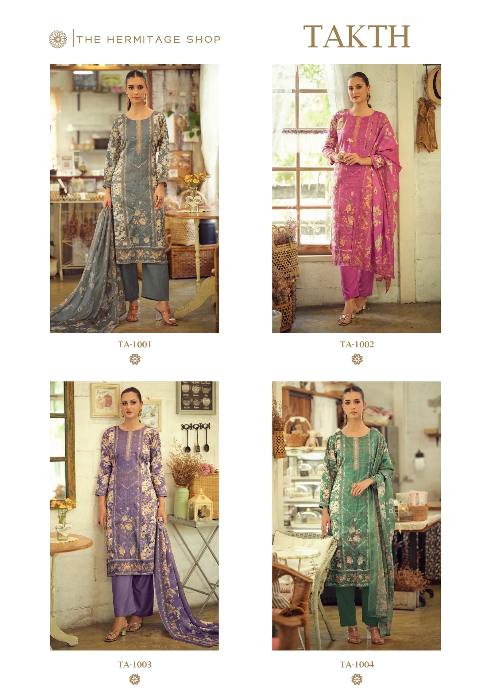 Beautiful Hermitage Takth Cotton Satin Embroidered Dress Material Collection Wholesale 2026