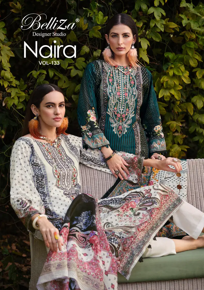 Belliza Naira Vol 133 Cotton Digital Prints Embroidery Dress Material Wholesale