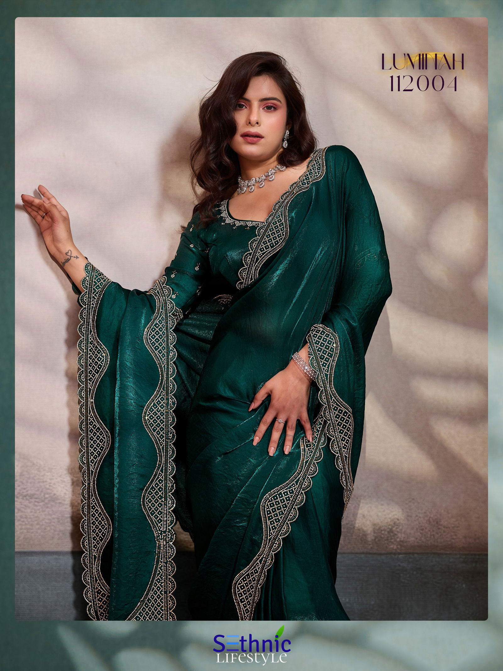 Launching Sethnic Luminah Velvet Satin With Zarkan Border Party Wear Saree Collection Wholesale 2026