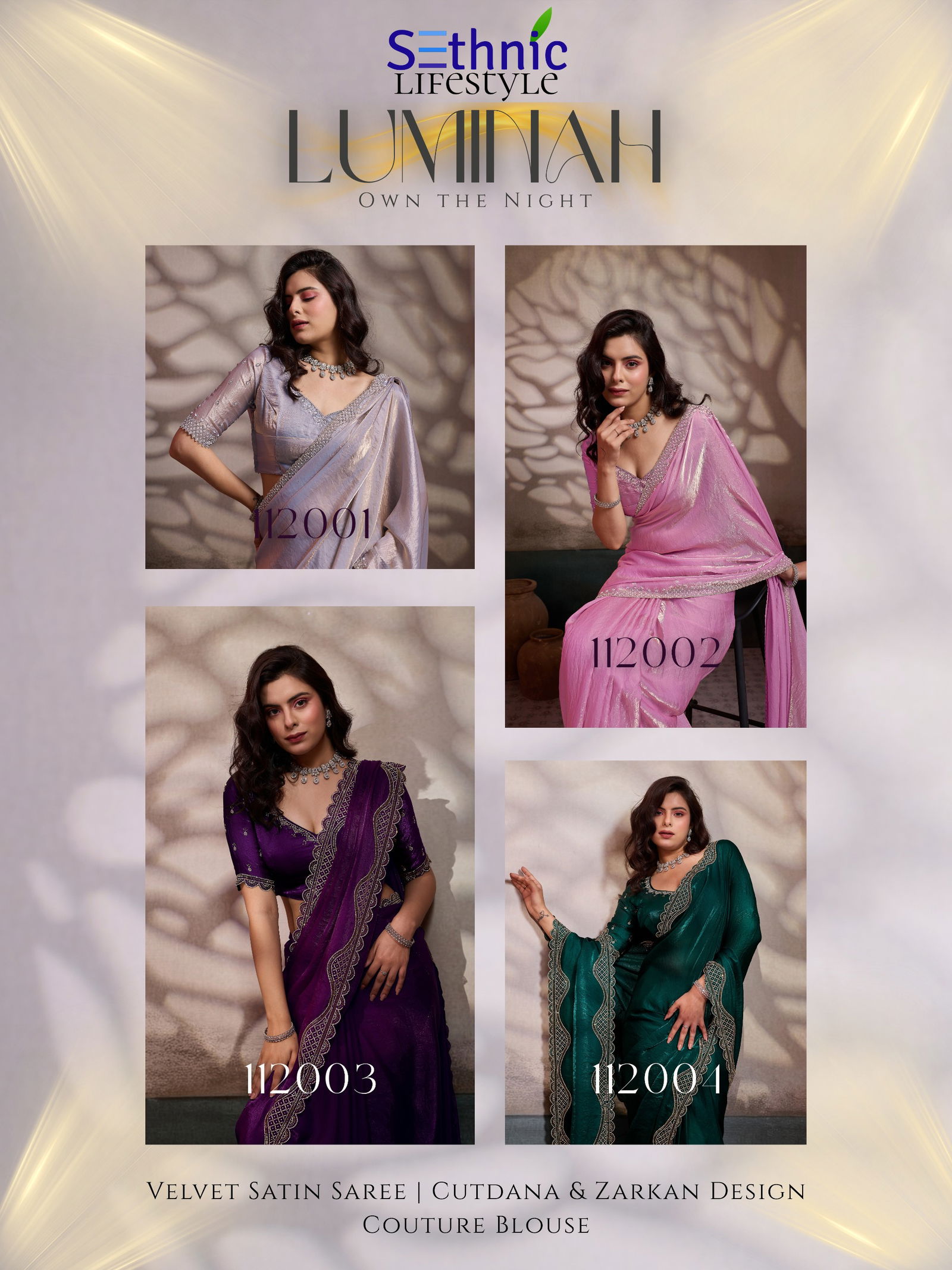 Launching Sethnic Luminah Velvet Satin With Zarkan Border Party Wear Saree Collection Wholesale 2026