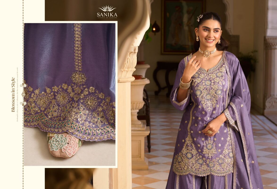 Launching Sanika Pehar Chinon Silk Embroidery Top Plazzo With Dupatta Wholesale 2026