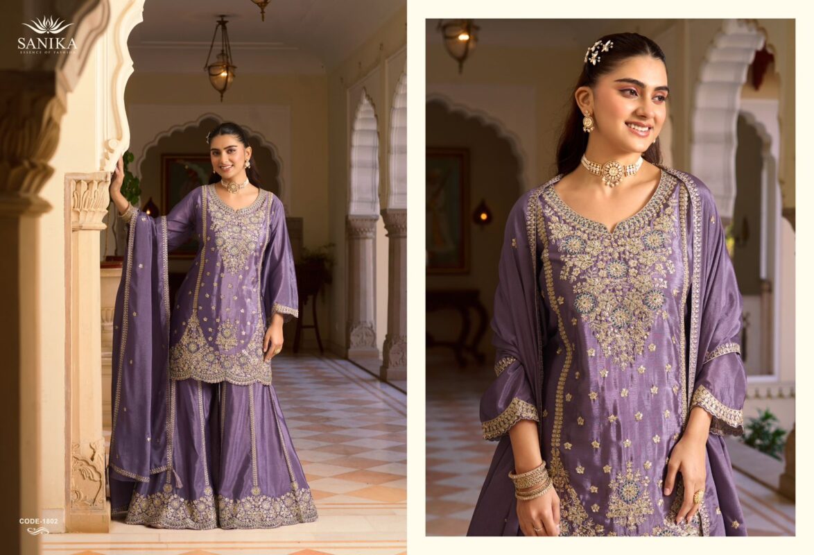 Launching Sanika Pehar Chinon Silk Embroidery Top Plazzo With Dupatta Wholesale 2026