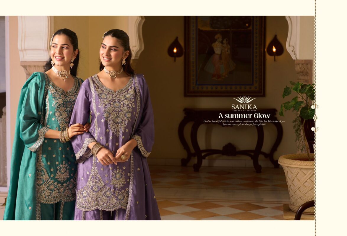 Launching Sanika Pehar Chinon Silk Embroidery Top Plazzo With Dupatta Wholesale 2026
