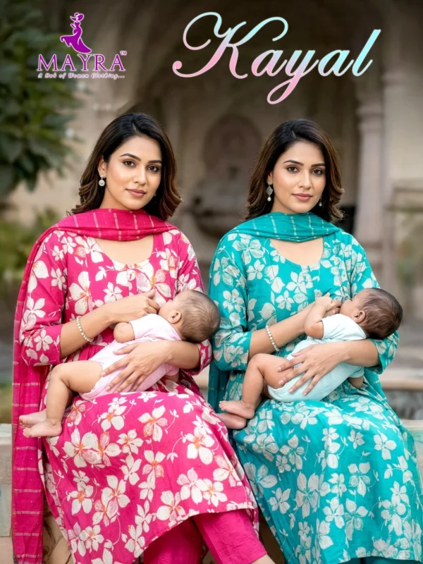 Beautiful Mayra Kayal Heavy Vertical Umbrella Kalli Feeding Kurti With Bottom and Dupatta Wholesale 2026