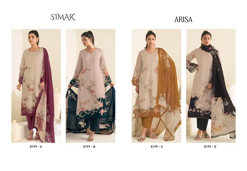 Launching Glossy Simar Arisa Viscose Organza Digital Print Handwork Salwar Kameez Wholesale 2026