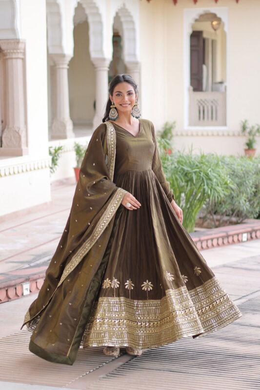 Stylish Lekha KA 1218 Vichitra Silk Sequins Embroidery Gown With Dupatta Wholesale 2026