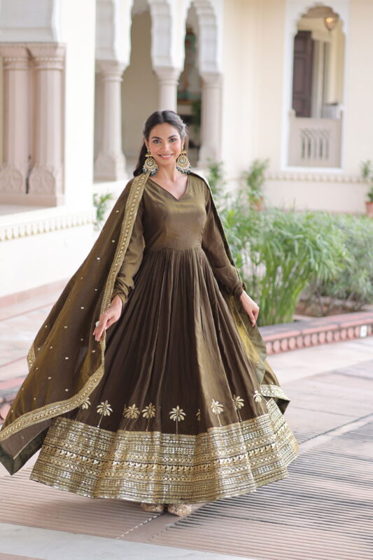 Stylish Lekha KA 1218 Vichitra Silk Sequins Embroidery Gown With Dupatta Wholesale 2026