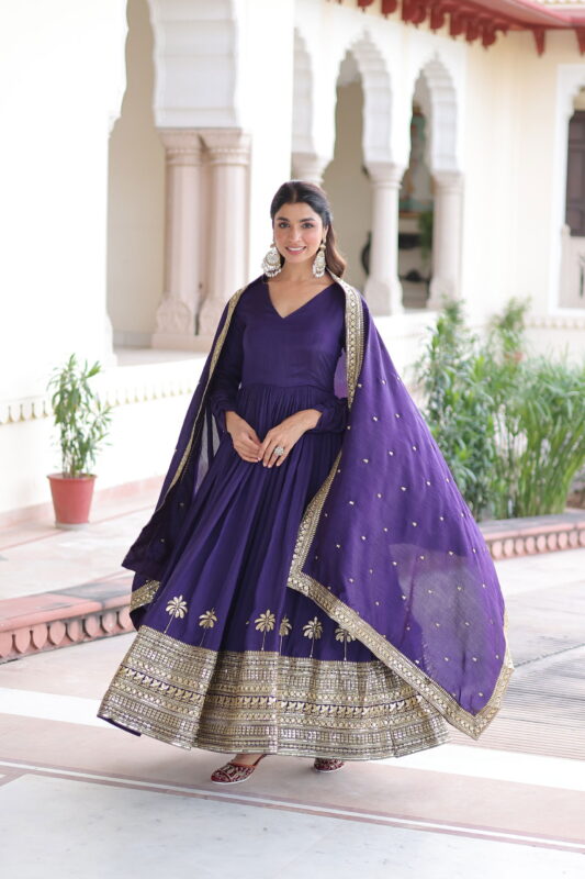 Stylish Lekha KA 1218 Vichitra Silk Sequins Embroidery Gown With Dupatta Wholesale 2026