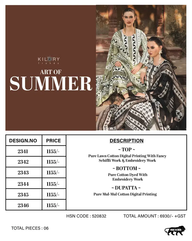 Beautiful Kilory Art Of Summer Lawn Cotton Digital Print Embroidery Salwar Kameez Wholesale 2026