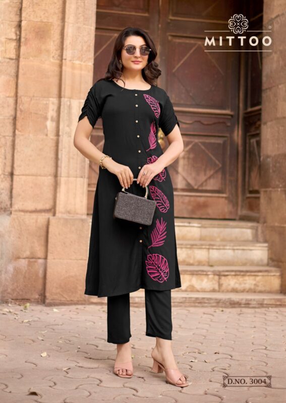 Launching Mittoo Baawri Rayon With Threadwork Top And Bottom Collection Wholesale 2026