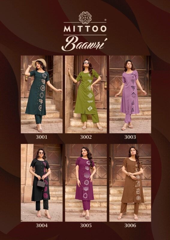 Launching Mittoo Baawri Rayon With Threadwork Top And Bottom Collection Wholesale 2026