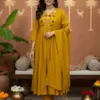 Dnp Aarti 1715 Chanderi Mul Handwork Anarkali Top With Bottom And Dupatta Collection Wholesale