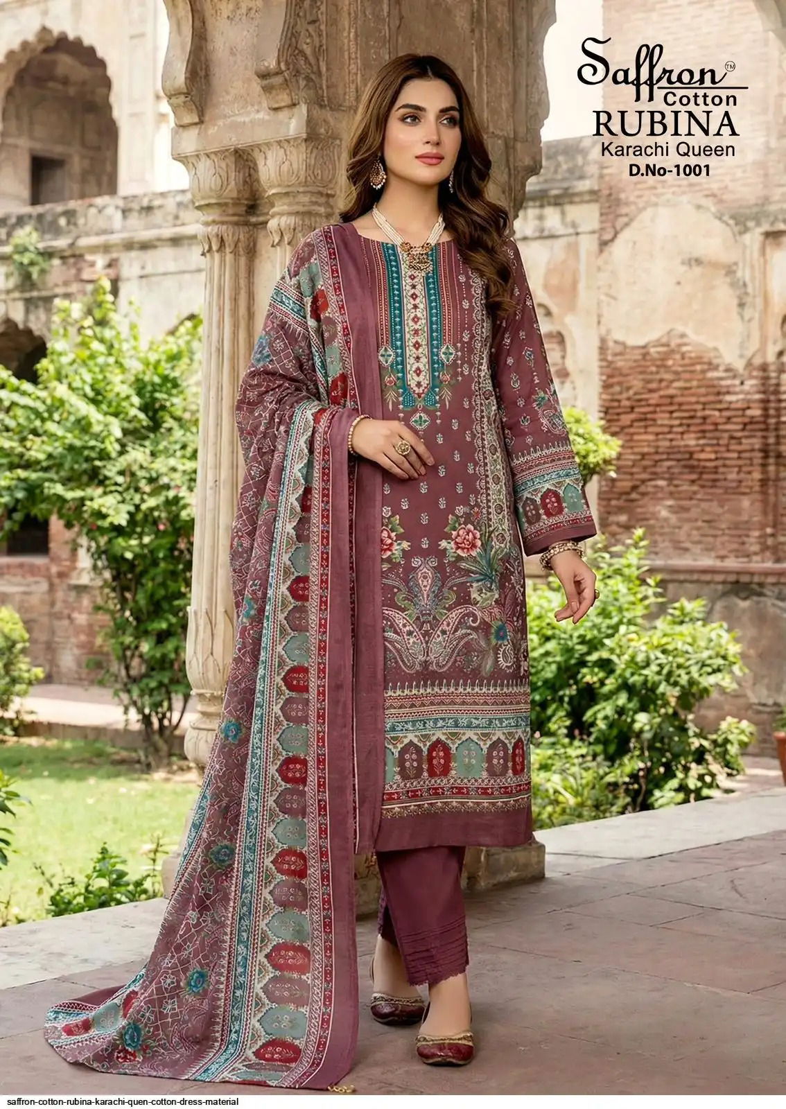 Buy Saffron Cotton Rubina Karachi Queen Cotton Dress Material Collection Wholesale 2026
