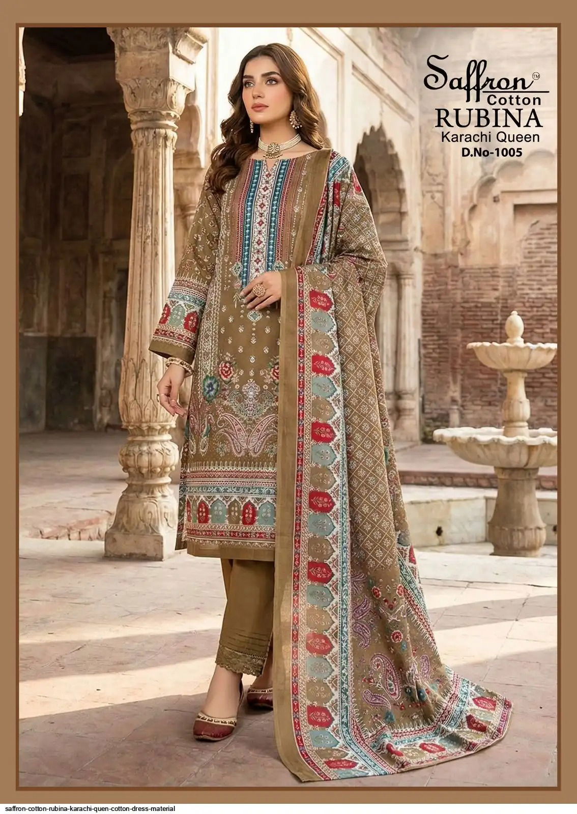 Buy Saffron Cotton Rubina Karachi Queen Cotton Dress Material Collection Wholesale 2026