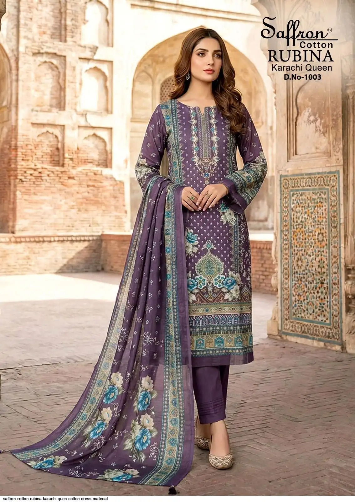 Buy Saffron Cotton Rubina Karachi Queen Cotton Dress Material Collection Wholesale 2026