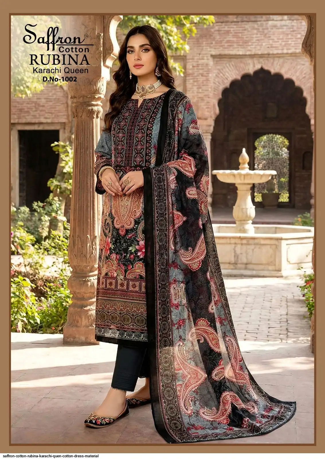 Buy Saffron Cotton Rubina Karachi Queen Cotton Dress Material Collection Wholesale 2026