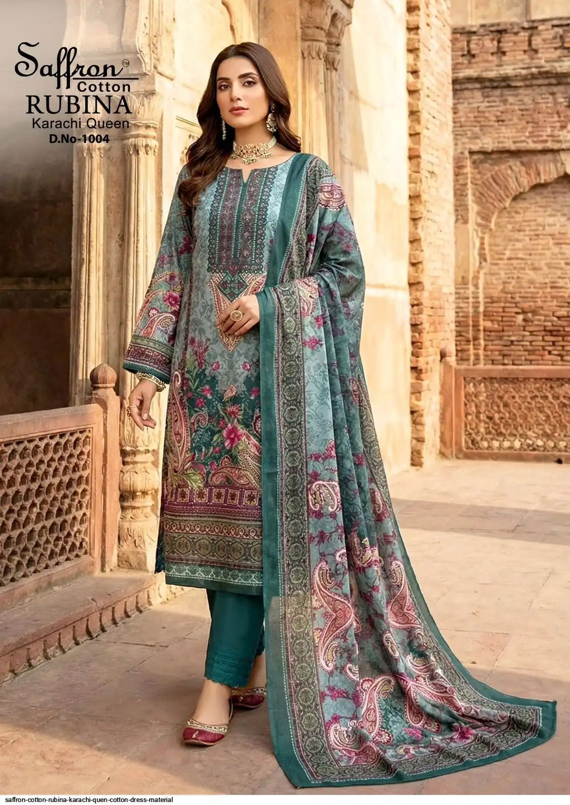 Buy Saffron Cotton Rubina Karachi Queen Cotton Dress Material Collection Wholesale 2026