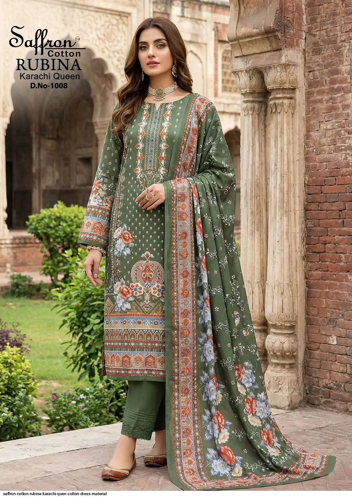 Buy Saffron Cotton Rubina Karachi Queen Cotton Dress Material Collection Wholesale 2026