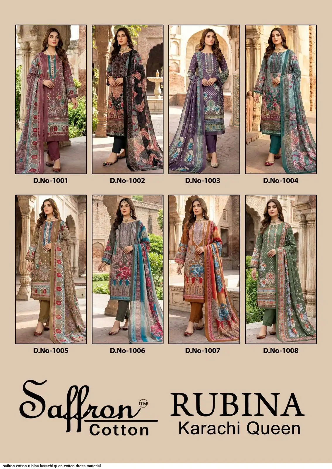 Buy Saffron Cotton Rubina Karachi Queen Cotton Dress Material Collection Wholesale 2026
