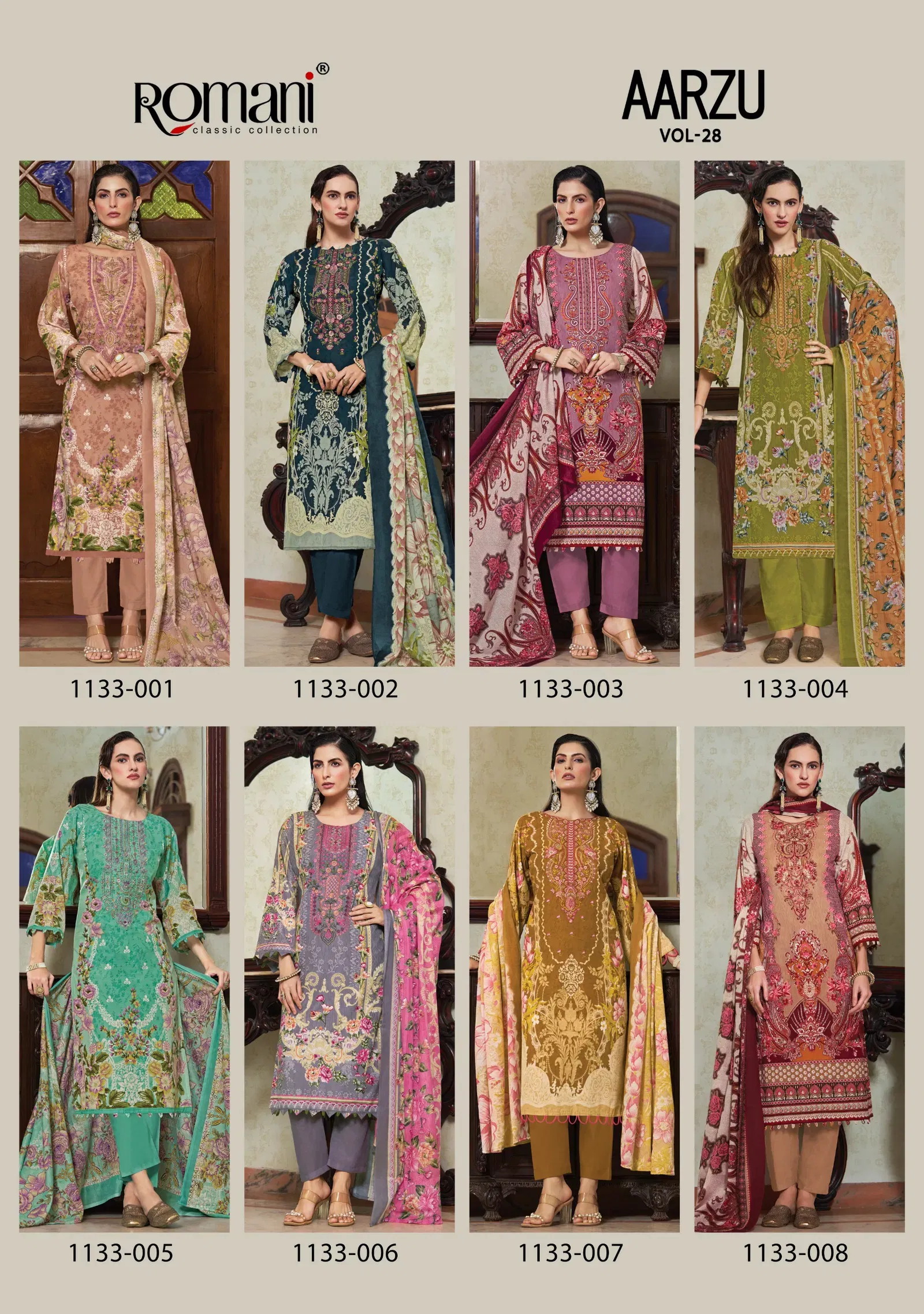 Latest Romani Aarzu Vol 28 Cotton Digital Print Embrodiery Dress Material Wholesale 2026