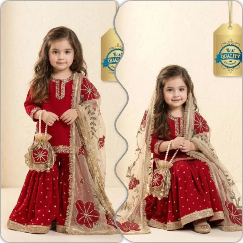 Stylish Oc 240 Fendi Silk Heavy Embroidery Sequence Work Kids Collection Wholesale 2026
