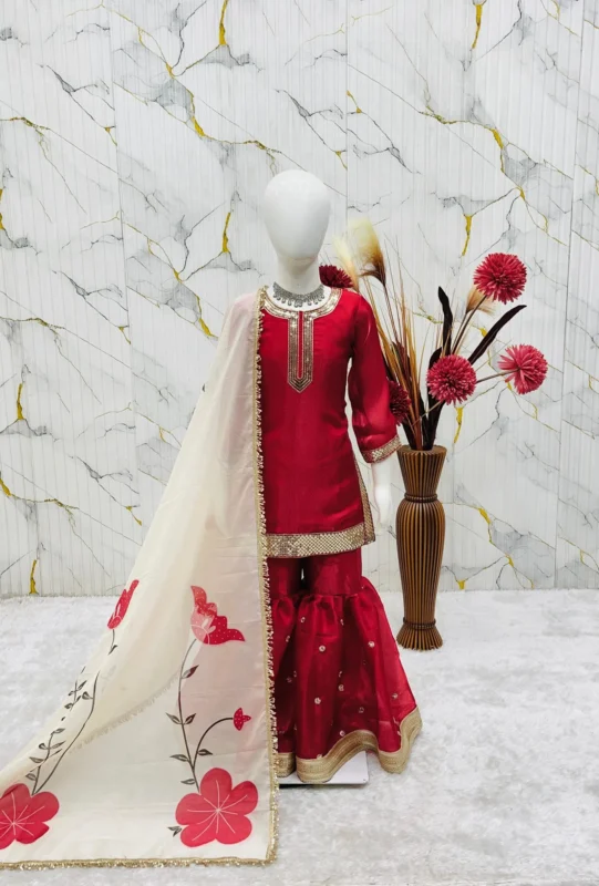 Stylish Oc 240 Fendi Silk Heavy Embroidery Sequence Work Kids Collection Wholesale 2026